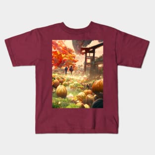 Japanese Pumpkin Spice Pumpkin Patches Fall Season of Halloween Joy Kids T-Shirt